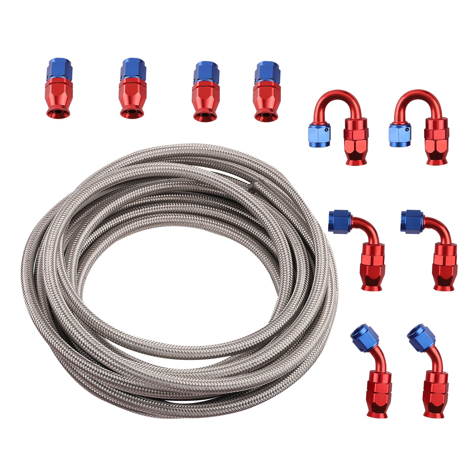 Kit Durite de Finition AN6 en Acier Inoxydable Tressé de Qualité Supérieure pour Fluide Auto