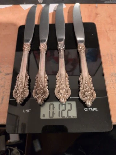 4 Sterling Wallace Grande Baroque Dinner Knives 9-inch