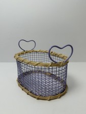 Wire Mesh Basket with Wire Purple Heart Handl...