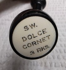 Antique Pipe Organ Drawknob   SW Dolce Cornet 3 Ranks   Church Organ Stop