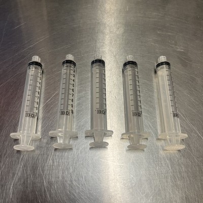 NEW / LOT Of 5 - 10ML BD Syringes / NO NEEDLE / NON-STERILE / Luer Lock