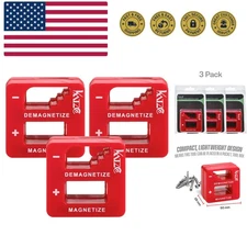 Red Precision Magnetizer and Demagnetizer - 3 Pack - for Screwdrivers, Screws...