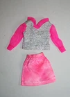 Barbie Vintage Movie Groovy Silver Lame Pink Satin  top & skirt # 1866
