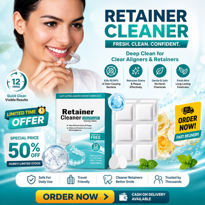 Retainer Cleaner Tablets 12PCS   Deep Stain Remover for Aligners, Dentures & Fre