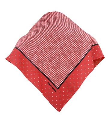 GERRY WEBER Square Scarf Red White Polka Dot Striped Mixed Print Wrap  #A122