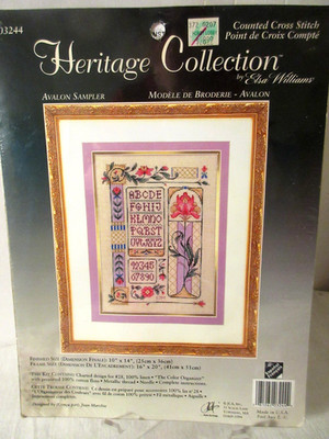 JCA Elsa Williams AVALON SAMPLER Heritage Collection Counted Cross Stitch Kit
