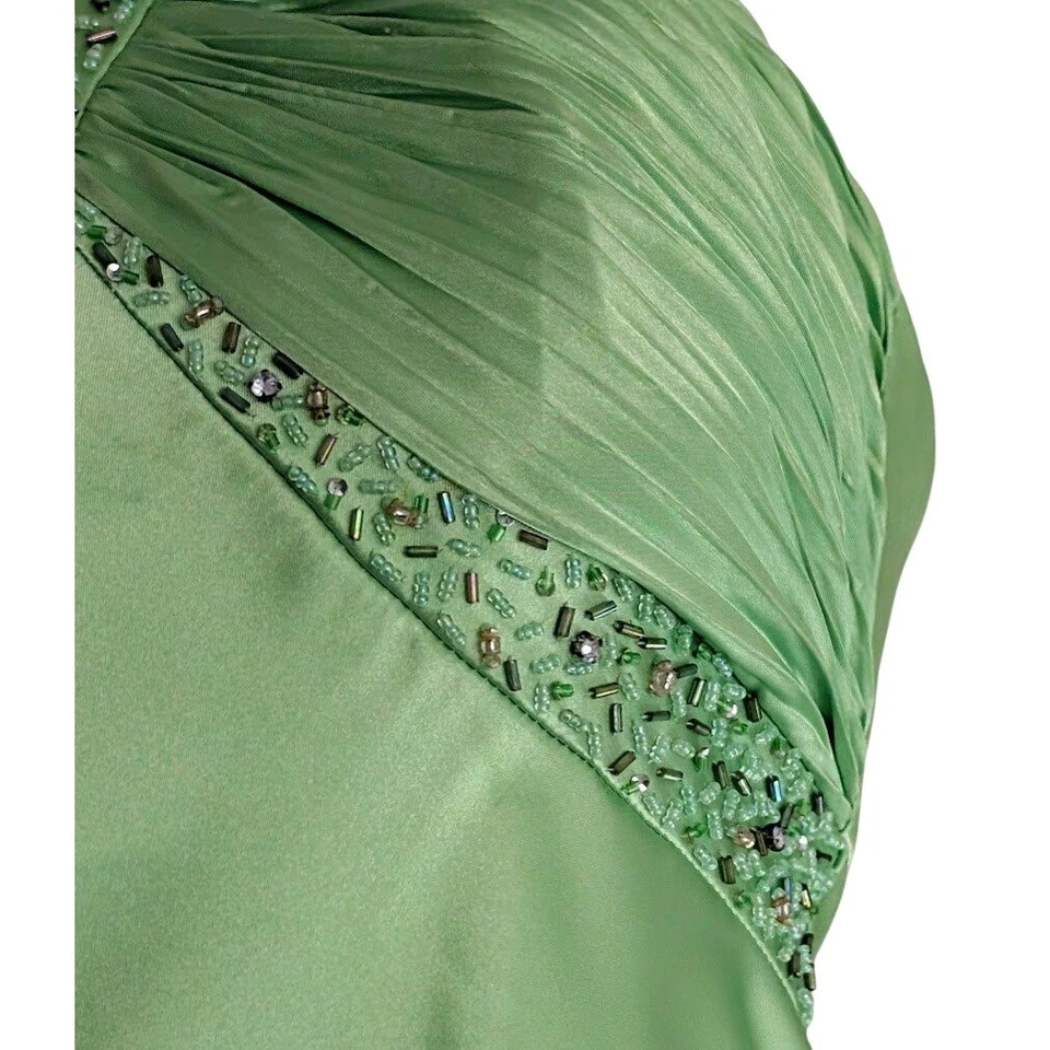 Vestido Babydoll Y2K Satén Halter Cuentas 12 Formal Baile de graduación Vestido Acanalado Noche de Hadas Foto 4 de 4