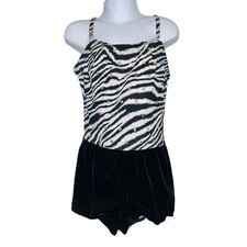 Weissman 5929 Dance Costume Zebra Leotard Girls L PB003 Shorts 2 pc