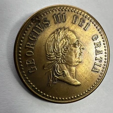 Georgius III Dei Gratia Vintage Brass Coin-Style Buttons – 1.25” Pair