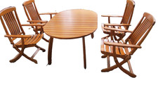 HERLAG – Gartenmöbel Set – 4 Stühle & Tisch (Erweiterbar) – Holz