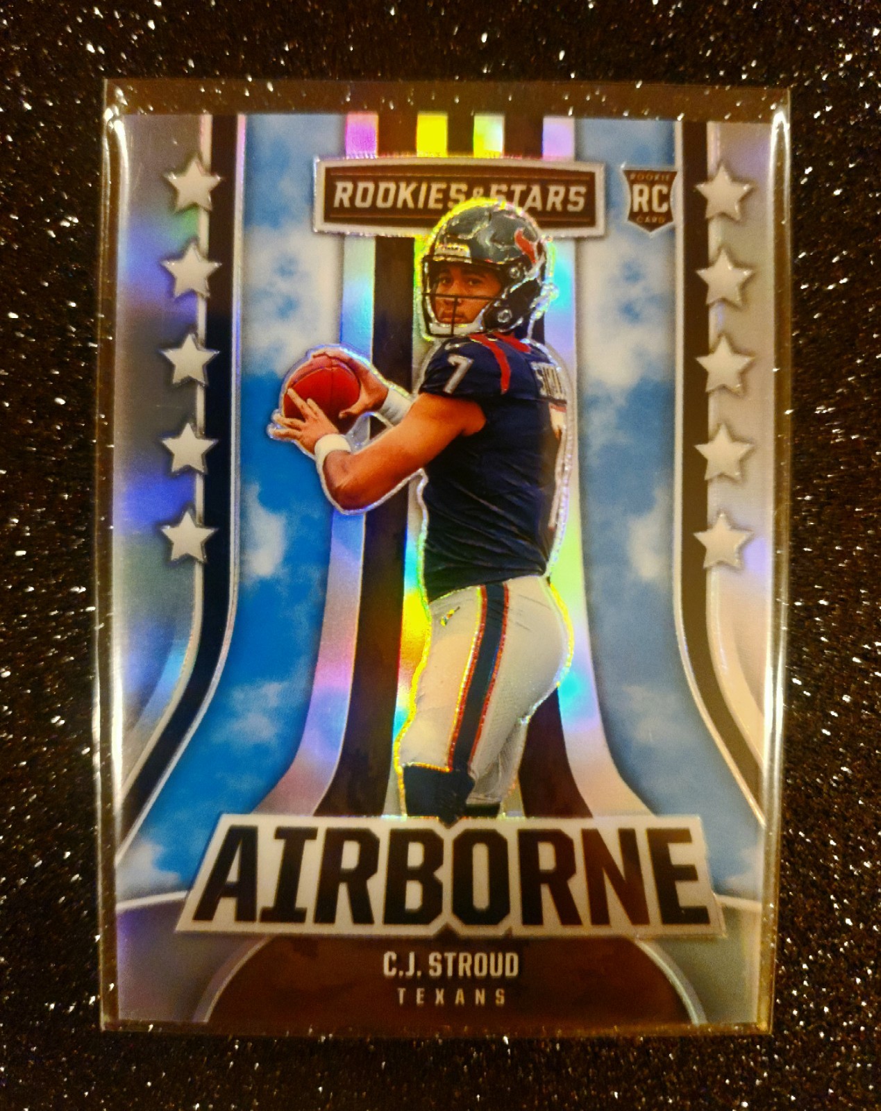 2023 CJ Stroud Rookies & Stars RC AI-13 Airborne Silver Prizm Rookie Holo Texans