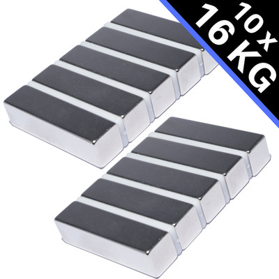 10x Neodym Magnet N52  40x10x10 mm 16 Kg Stark Quadermagnet Power Magnetquader