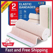 2 Pack Premium 6 Elastic Bandage Wrap Compression Wrap for Leg, Knee, Body...