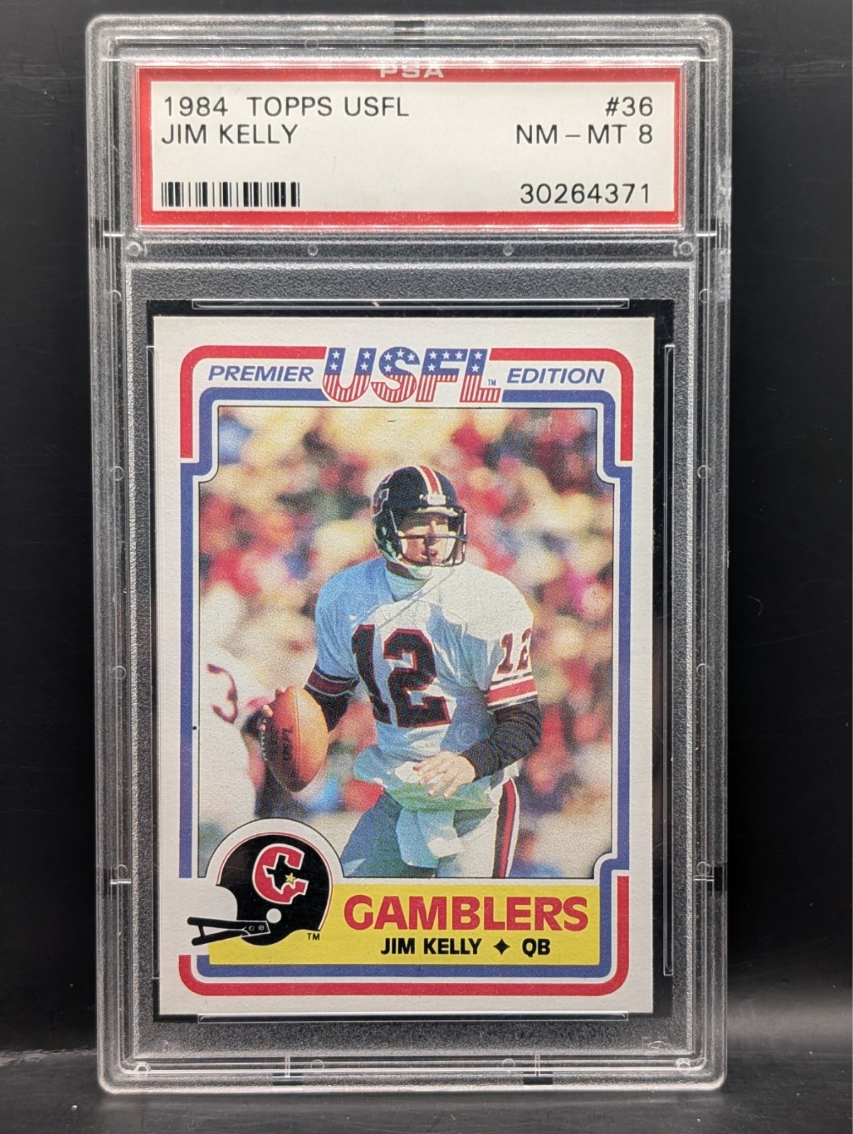 1984 Topps USFL Jim Kelly #36 RC Rookie PSA 8 NM-MT Buffalo Bills HOF XRC