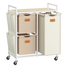 Laundry Hamper with 3 Compartments, 26.4 Gal. 100 L Laundry Sorter, Rolling...