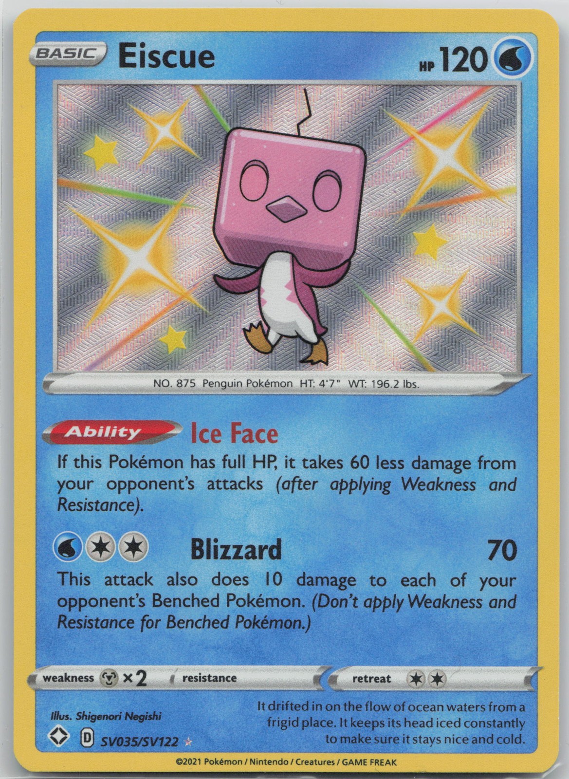 Eiscue Shiny Holo Rare Shining Fates: Shiny Vault SV035/SV122 NM