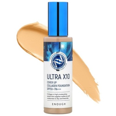 Enough Ultra X10 Cover Up Feuchtigkeitsspendende Fo&ation mit LSF 50+, Farbt