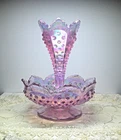Fenton Iridized Pink Hobnail Single Horn Epergne Limited Edition 95th Year