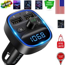 Compact Bluetooth FM Transmitter - Dual USB Charger with Noise Cancelling Tech