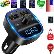 Compact Bluetooth FM Transmitter - Dual USB Charger with Noise Cancelling Tech