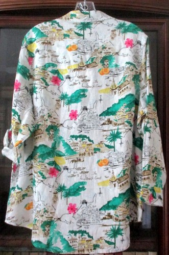 Neu mit Etikett Cynthia Rowley 100 % Leinen Amalfiküste Knopfleiste Bluse Tunika Top 1X 2X 3X - Bild 5 von 7