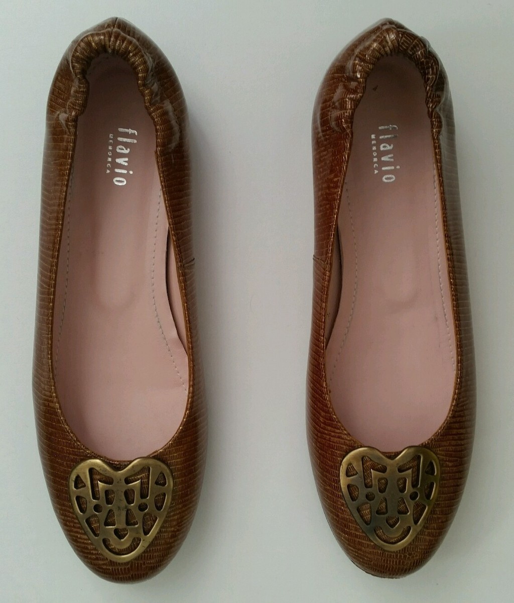Ballerines En Cuir Véritable Flavio Menorca T37 - Imprimé Python, Neuves Sans Boîte
