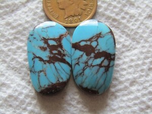 2 Egyptian Turquoise Cabochon 26 carats Spiderweb Web cabochon Turquoise Egypt