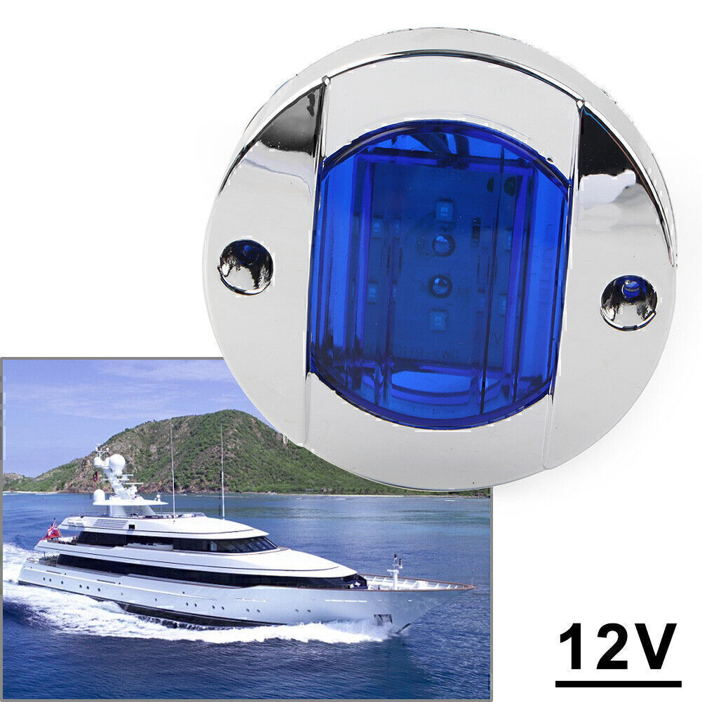 Round 12V 6-LED Side Marker Trailer Lights For Truck Trailer RV Boat Blue Light