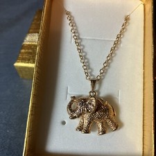 Ladies Goldtone Necklace With Elephant Pendant