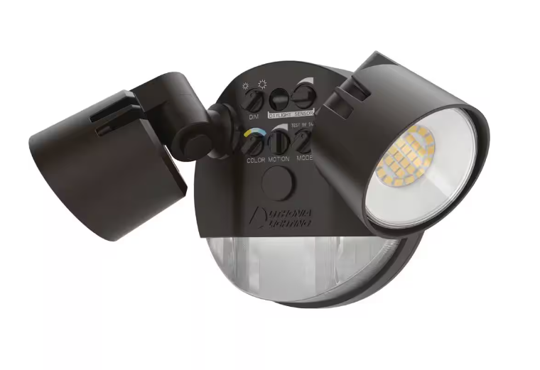 Lithonia Lighting HGX LED Proiettore Di Sicurezza 2 Teste - 1800-2750 Lumen, Con Sensore Movimento E Fotocellula, Bronzo Scuro, Per Esterni