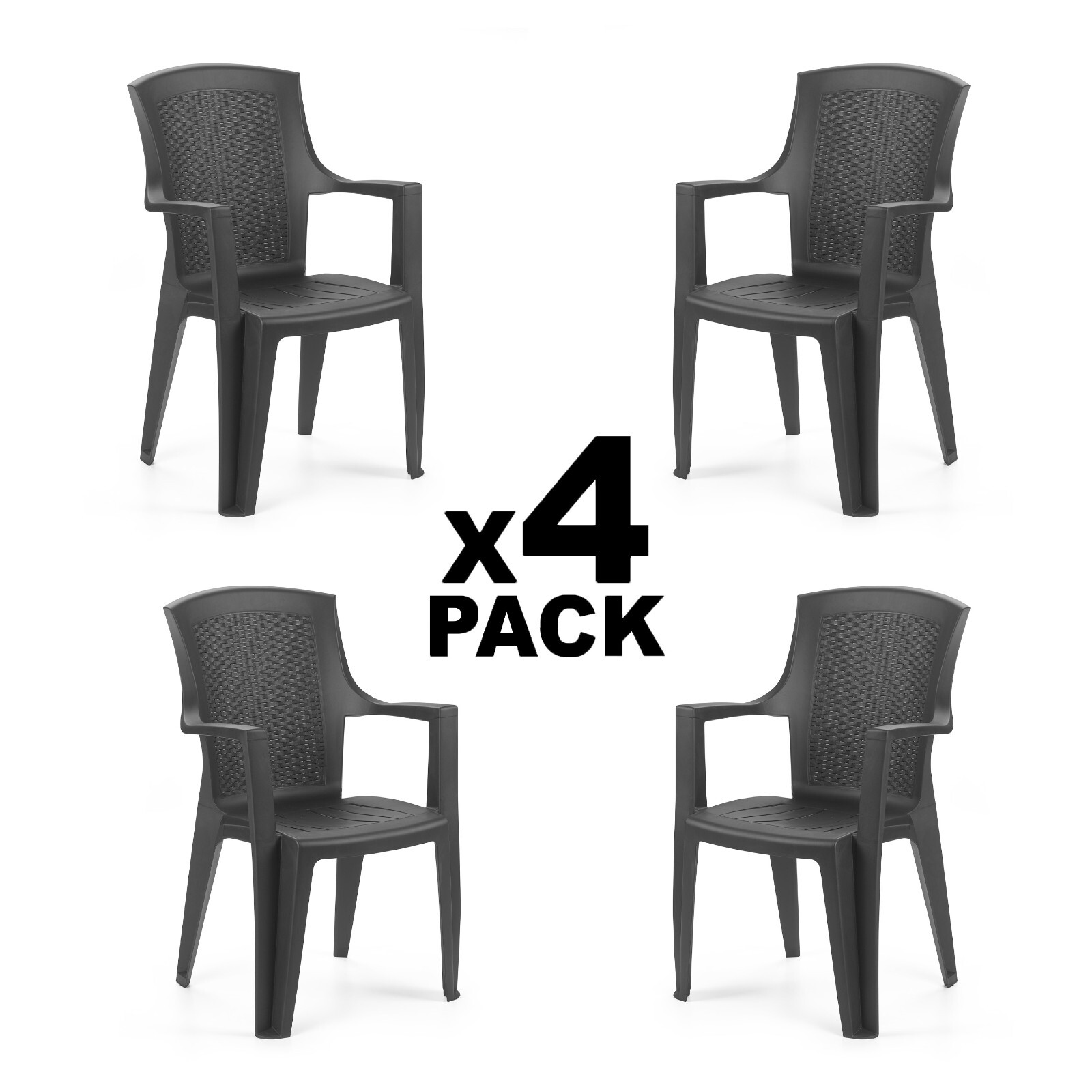Pack 2 sillas exterior apilable rattan color Antracita o Blanco, Pacific