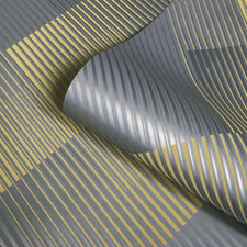 SALE Belgravia Hoxton Yellow Grey Geometric Stripes Wallpaper 5704