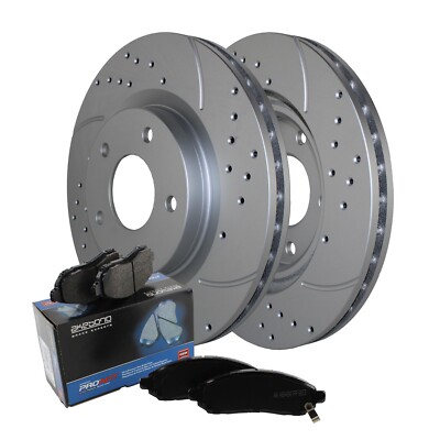 Front Brake Kit 294mm Drilled Rotors Akebono Ceramic Pad For 200 Caliber Compass