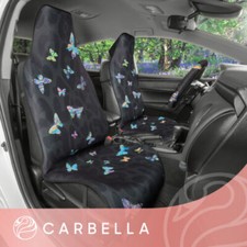 Butterfly Leopard Black Car Seat Covers Steering Wheel Cover For Women Cute