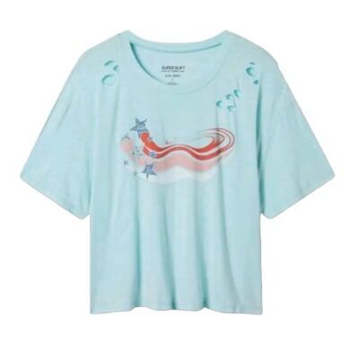 Torrid Slub Cropped T-shirt Woman Plus Sz 2X Summer USA Patriotic Distressed Nwt