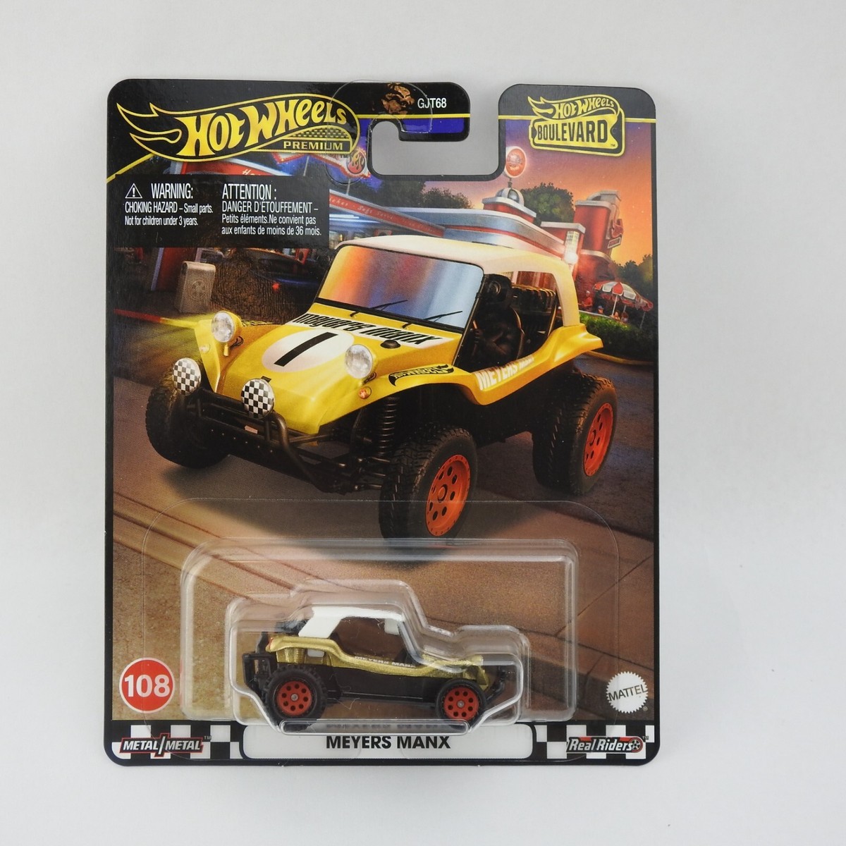 New 2024 Hot Wheels Premium Boulevard 108 MEYERS MANX Real Rider Gold Dune  Buggy