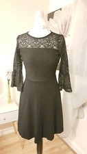 DOROTHY PERKINS Black Skater Dress With Floral Lace Top [Size 8]