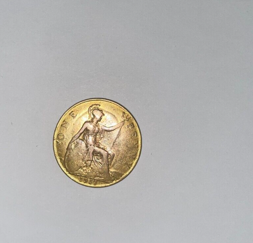 1917 GEORGIVS V DEI GRA:BRITT: OMN: REX FID:DEF:IND:IMP ONE PENNY--B1 - Picture 2 of 9