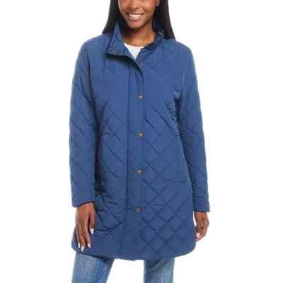 WP Weatherproof Women's Long Quilted Jacket Size S Dark Blue