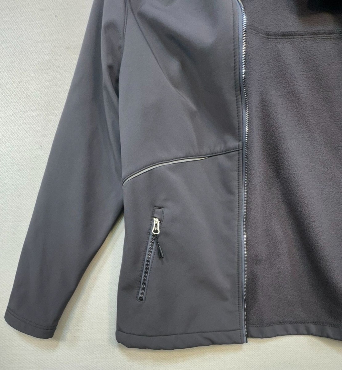 New Balance Womens Hooded Jacket M Gray Polyester Stetch Zip
