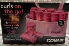 Conair Curls On The Go- Brand New Hot Roller Set includes 10 Multi Size Rollers