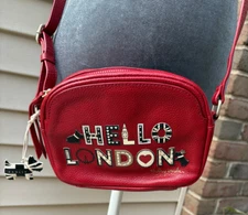 Radley Hello London Red Crossbody Leather Purse w/ Dog Charm & Protector Bag