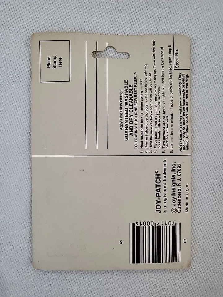 1970s Vintage/retro Joy-patch Denim Iron-On BOY (New-Unopened) - Image 2 of 2