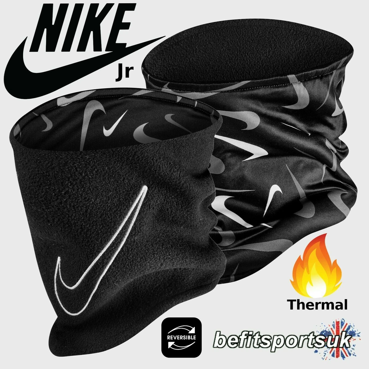 NIKE SNOOD NECK WARMER THERMAL GAITOR SCARF WINTER FACE TUBE BUFF FOOTBALL  BLACK