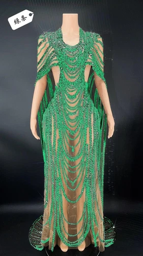 Womens Sexy See Through Silver Sequined Long Dress Evening Prom Gown Stage Wear - Picture 29 of 32