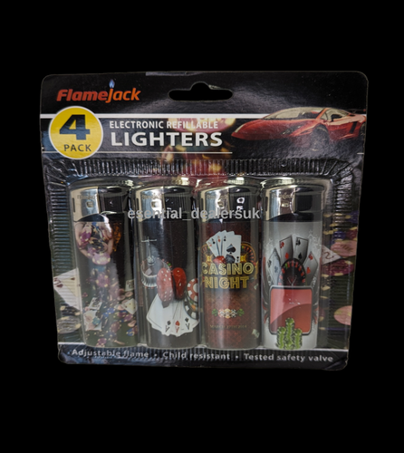 4x Electronic Refellable Lighters Adjustable Flame Child Resistant Safety Valve - Picture 4 of 10