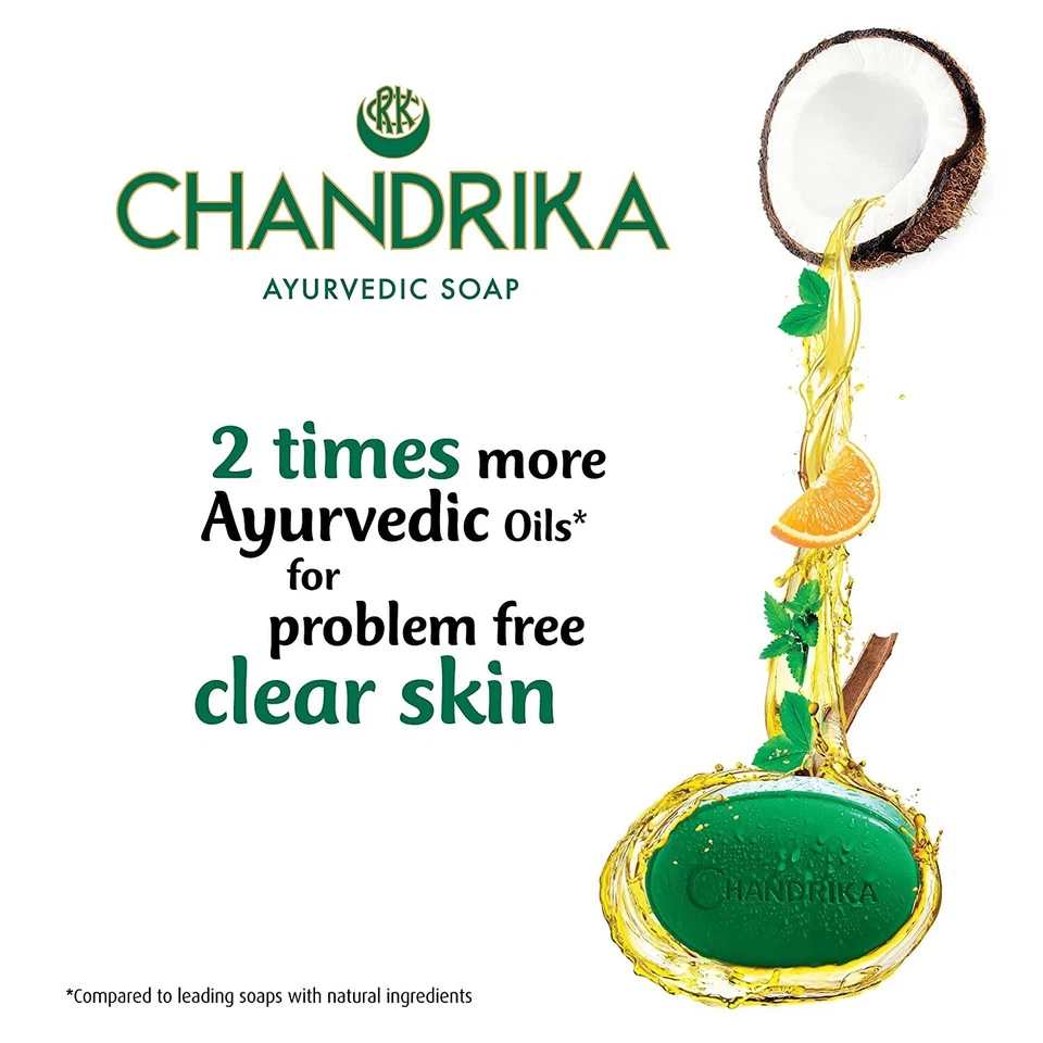 125g (Pack de 3) con Jabón Ayurvédico Hecho a Mano Chandrika Gratis 75g (1 pieza) Foto 4 de 4