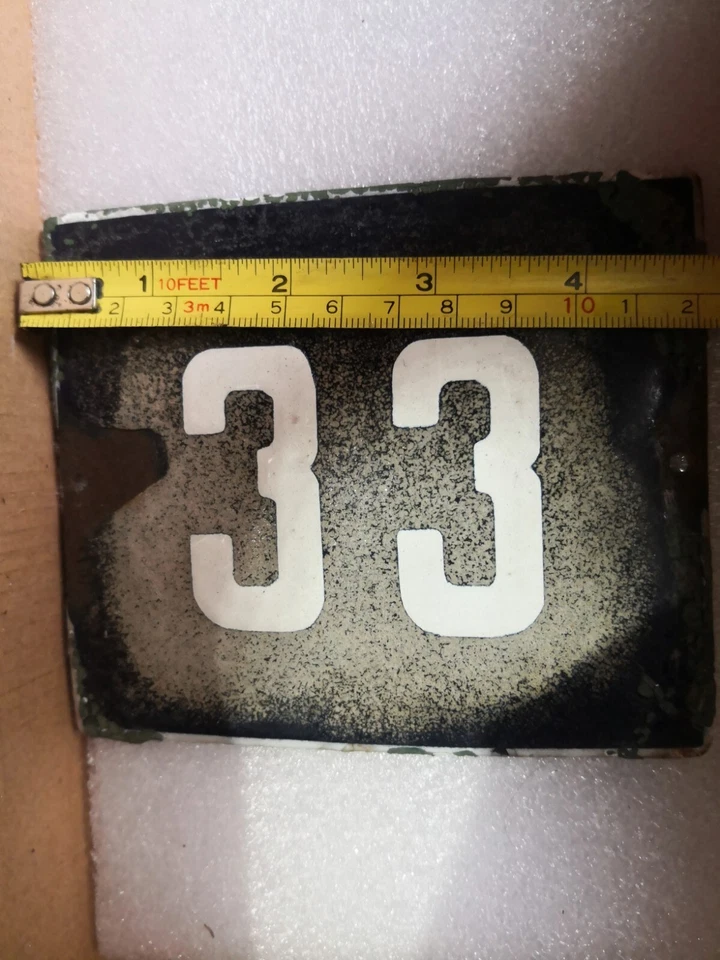 Letrero Esmaltado De Colección Número 33 Porcelana Azul Casa Puerta Calle Placa Metal Estaño Foto 4 de 4