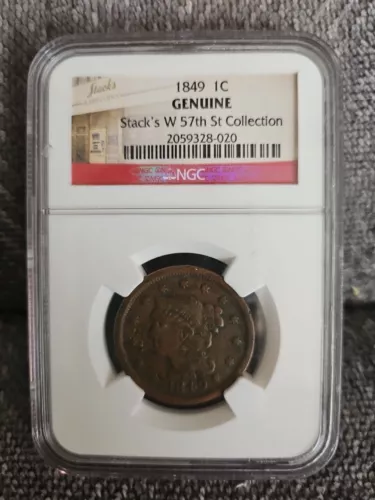 1849 large cent us coins NGC certified Genuine