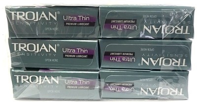 Trojan Ultra Thin Lubricated Condoms - 6 packs of 3 Condoms (18 Condoms  Total)